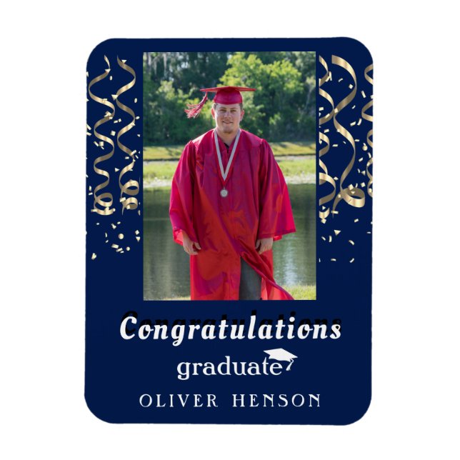 Confetti Congratulations Graduation Photo  Magnet (Vertical)