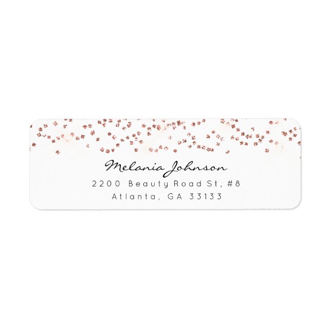 Confetti Crystals Pink Rose Gold White Minimal (Front)