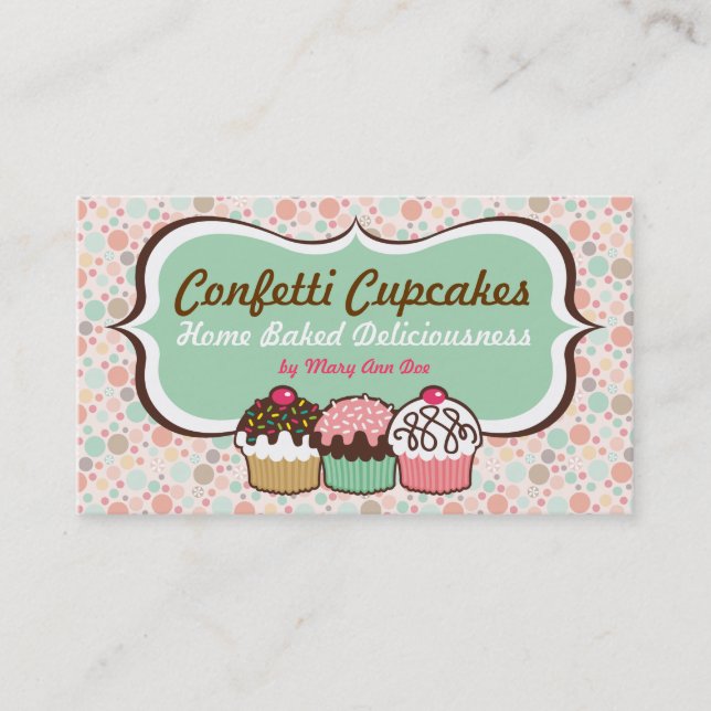 Confetti Cupcakes Trio Business Cards (Front)