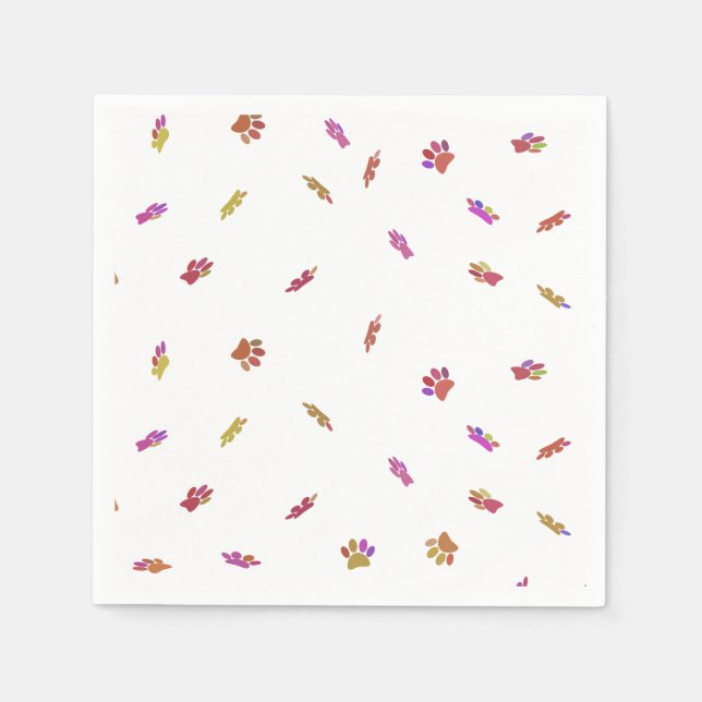 Confetti Dog Paw Print Pattern Custom Napkin (Front)