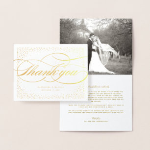 Confetti Dots And Classic Script Wedding Thank You Foil Card