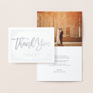 Confetti Dots Chic Brush Script Wedding Thank You Foil Card