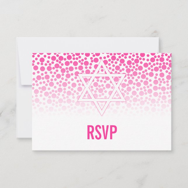 Confetti Dots Hot Pink Bat Mitzvah RSVP (Front)