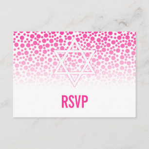Confetti Dots Hot Pink Bat Mitzvah RSVP Card
