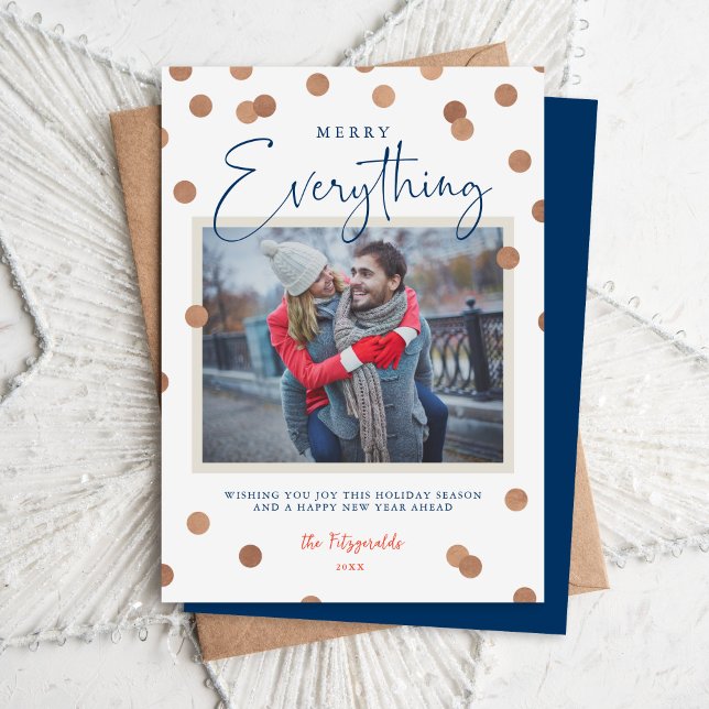 Confetti Dots Merry Everything Photo Holiday Card (Creator Uploaded)