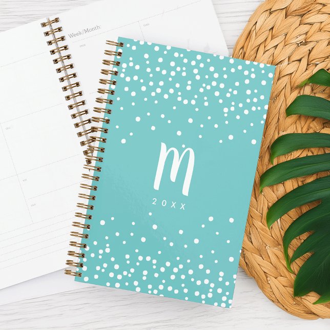 Confetti Dots Monogram Planner | Aqua (Creator Uploaded)