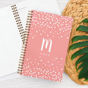 Confetti Dots Monogram Planner   Coral