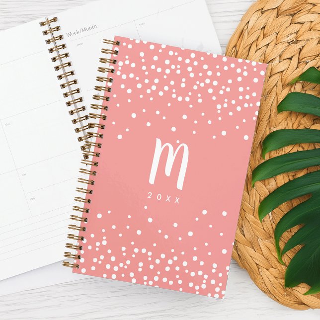 Confetti Dots Monogram Planner | Coral (Creator Uploaded)
