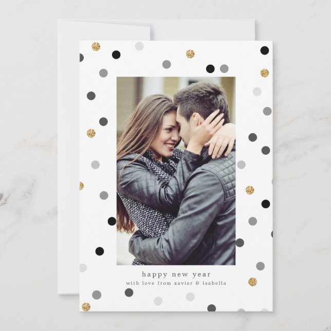 Confetti Dots New Year Holiday Card (Front)