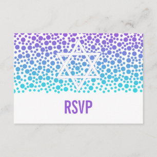 Confetti Dots Purple Teal Bat Mitzvah RSVP Card