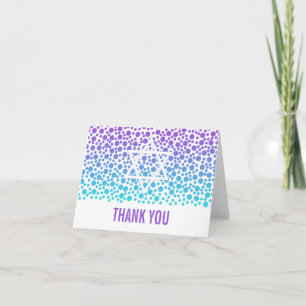 Confetti Dots Purple Teal Bat Mitzvah Thank You