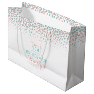 Confetti dots teal coral orange wedding gift bag