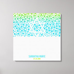 Confetti Dots Teal Lime Green Bat Mitzvah Sign In