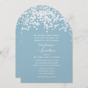 Confetti Dusty Powder Blue Wedding Invitations