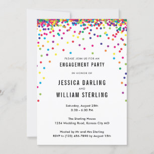Confetti Engagement Party Invitation   Fun Rainbow