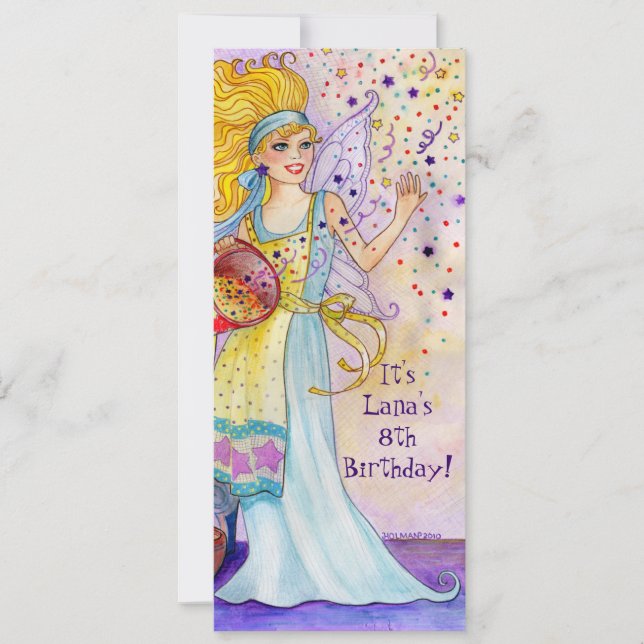 Confetti Fairy Birthday Party invite (Front)