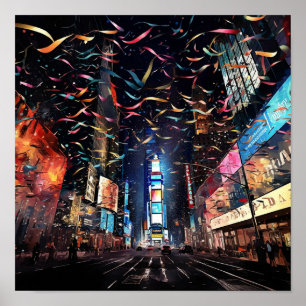 Confetti Falling on New Year's Eve in New York Poster