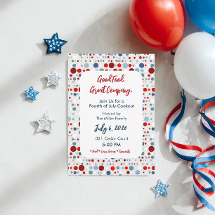 Confetti Fireworks Fourth of July Party Invitation