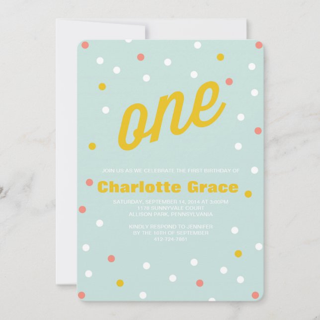Confetti First Birthday Invitation (Front)