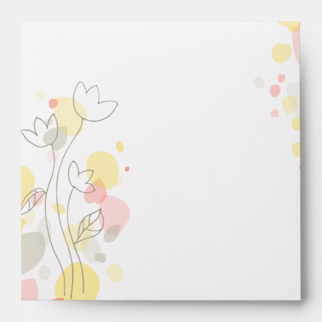 Confetti flower coral square wedding envelope (Front)