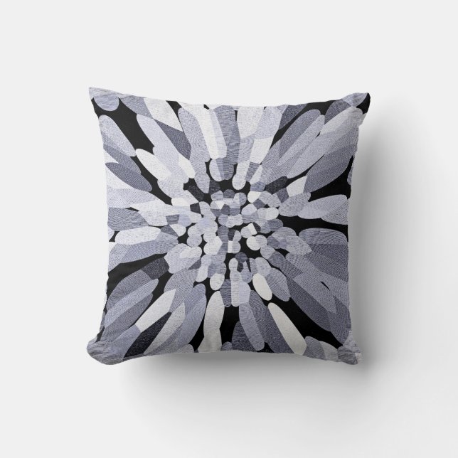 Confetti Flower in Black & White Cushion (Front)