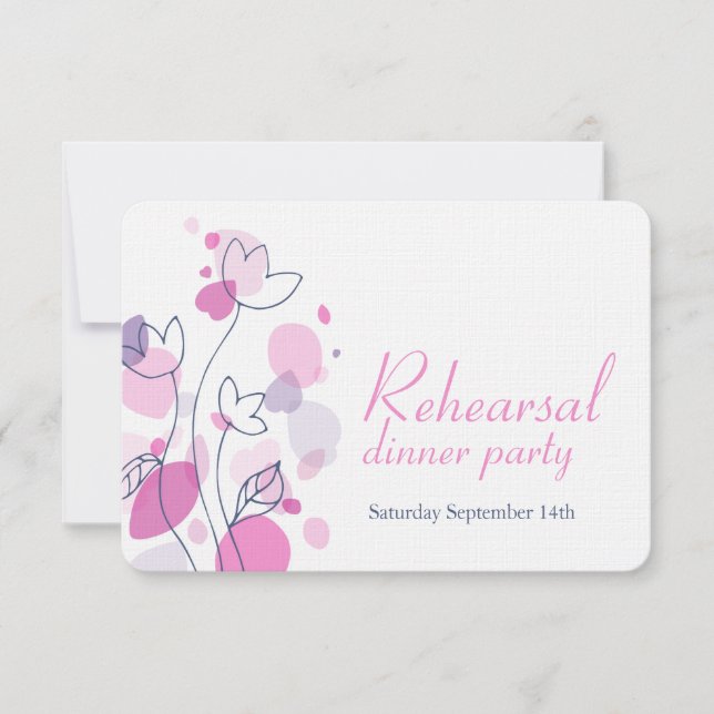 Confetti flower petals blue pink rehearsal invite (Front)