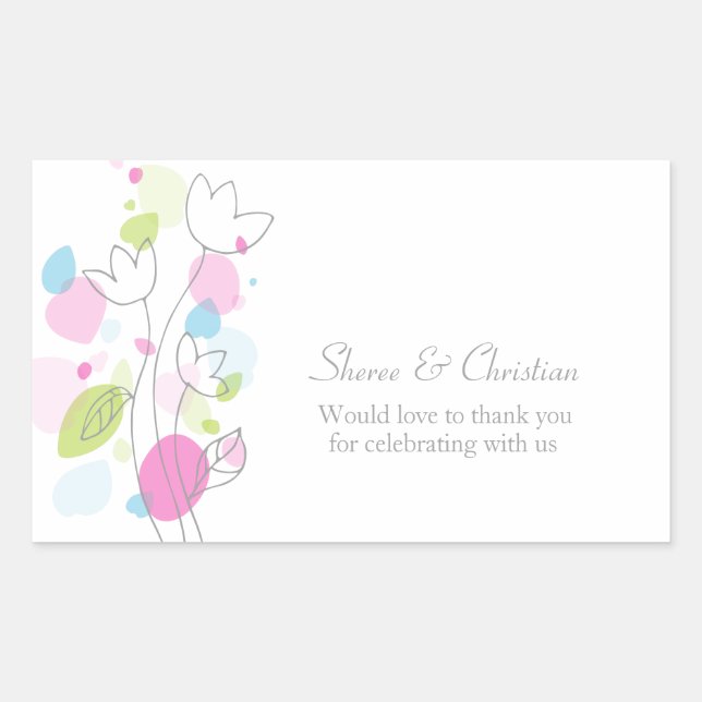 Confetti flower petals wedding thank you sticker (Front)