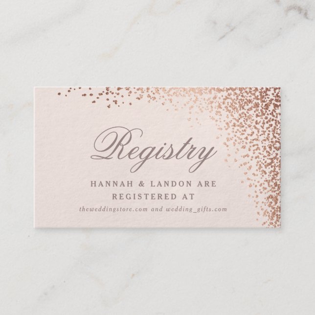 Confetti foil faux foil wedding registry card (Front)
