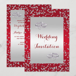 Confetti Framed & Diamond Wedding Rings Wedding Invitation