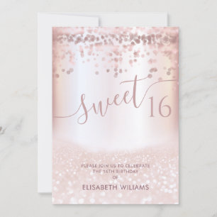 Confetti Girly rose gold glittery ombre Invitation