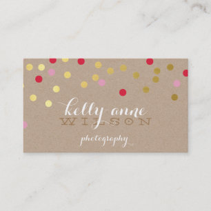 CONFETTI GLAMOROUS cute gold bold red pink kraft Business Card