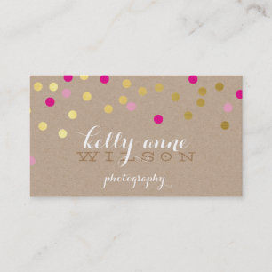 CONFETTI GLAMOROUS cute gold foil bold pink kraft Business Card