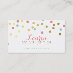 CONFETTI GLAMOROUS cute gold foil coral mint kraft Business Card