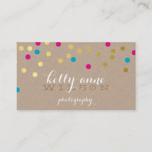 CONFETTI GLAMOROUS cute gold foil pink aqua kraft Business Card