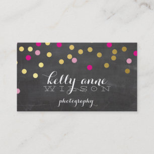 CONFETTI GLAMOROUS cute gold pink chalkboard Business Card