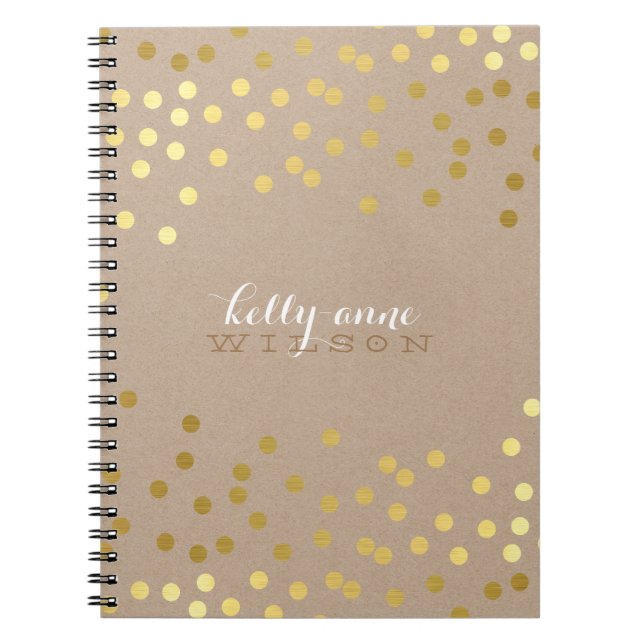 CONFETTI GLAMOROUS cute spot gold crafty kraft Notebook (Front)