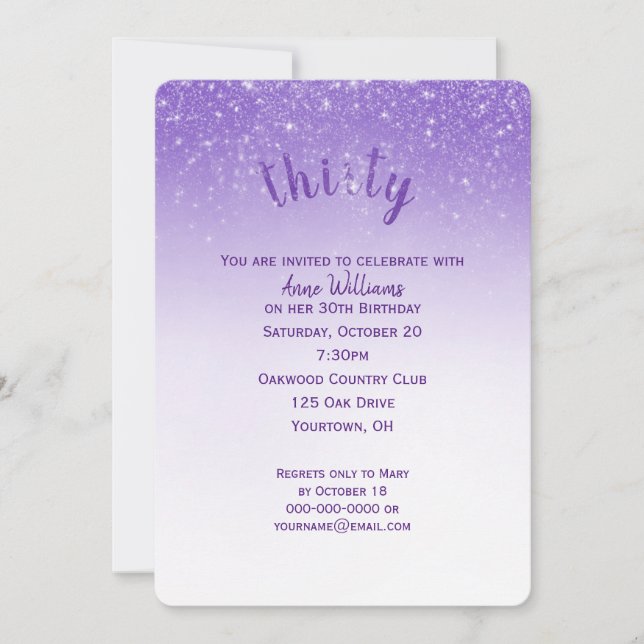 confetti glitter 30th birthday party invitation (Front)