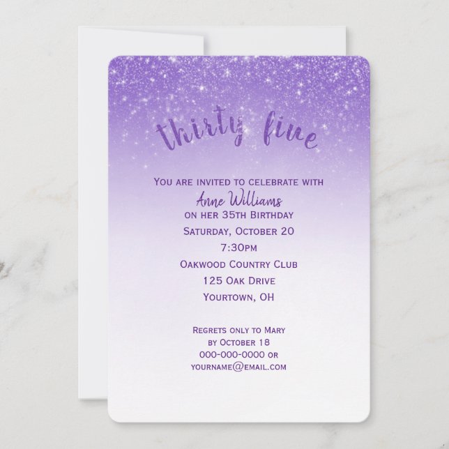 confetti glitter 35th birthday party invitation (Front)