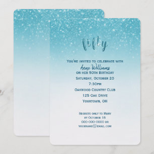 confetti glitter 50th birthday party invitation