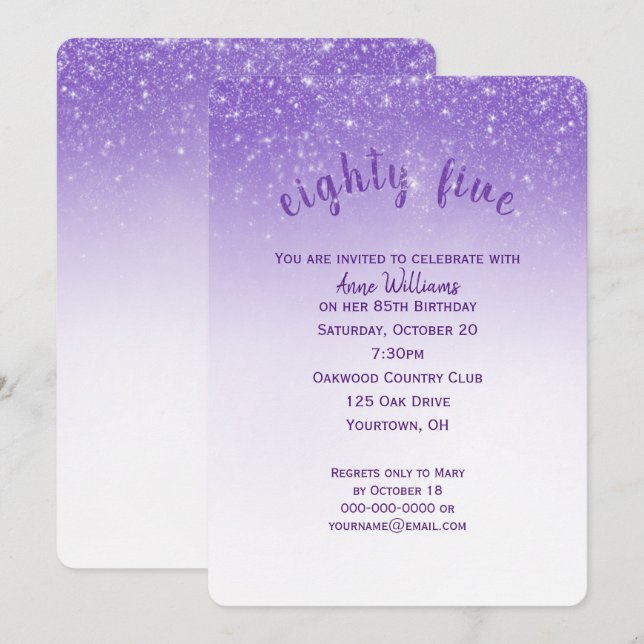 confetti glitter 85th birthday party invitation (Front/Back)