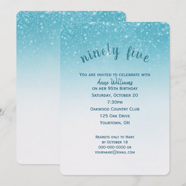 confetti glitter 95th birthday party invitation (Front/Back)