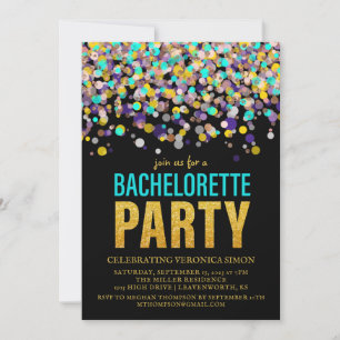 Confetti Glitter Bachelorette Party Invitation