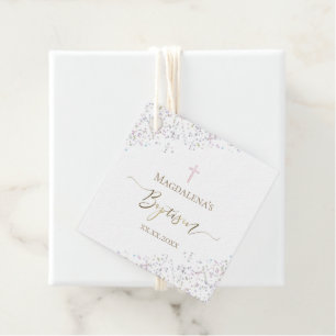 confetti glitter design Baptism Favour Tags