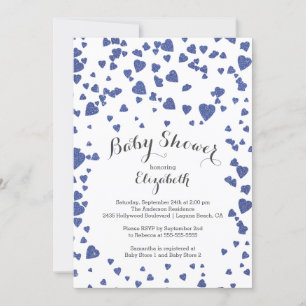 Confetti Glitter Heart Baby Shower Invitation