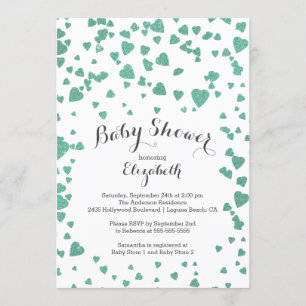 Confetti Glitter Heart Baby Shower Invitation