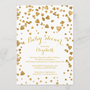 Confetti Glitter Heart Baby Shower Invitation