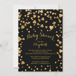 Confetti Glitter Heart Baby Shower Invitation