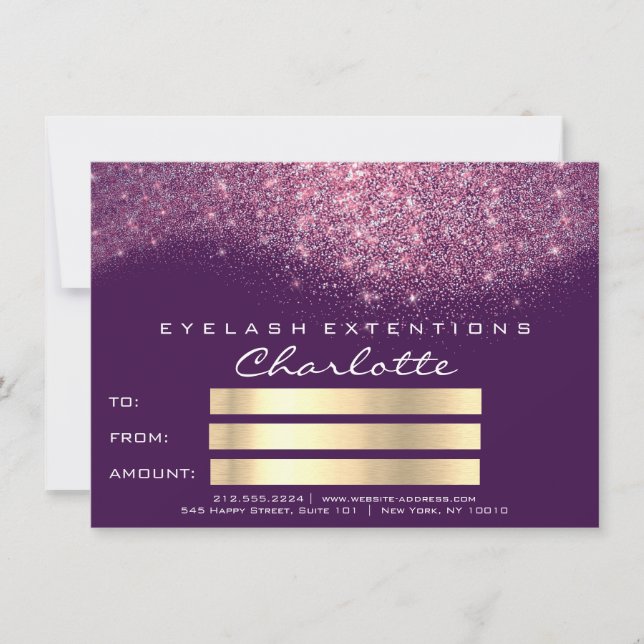 Confetti Glitter Purple Pink Certificate Gift (Front)