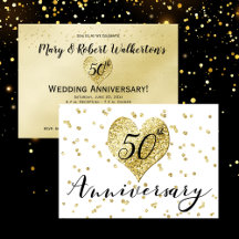 Confetti Gold -50th Wedding Anniversary Invitation