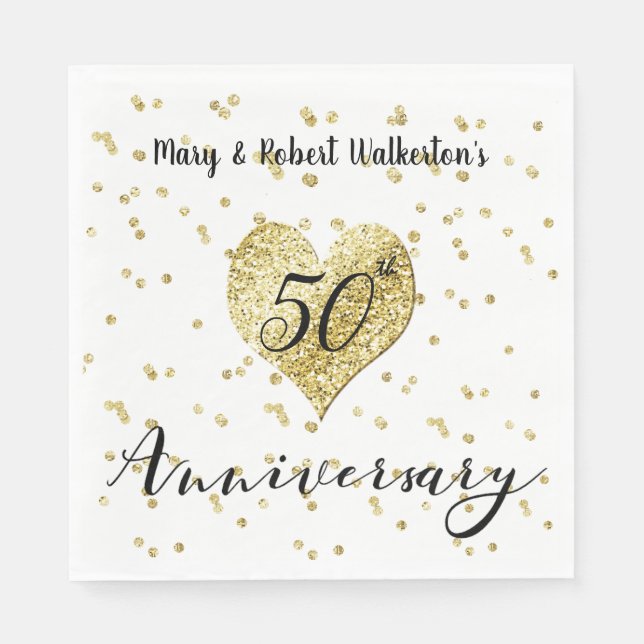 Confetti Gold -50th Wedding Anniversary Napkins (Front)
